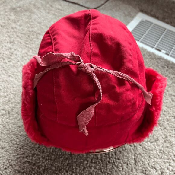 VTG 1960s Red Faux Fur Trapper Hat Alcan Aviator Quilted Lined USA - Picture 12 of 13